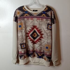 NWT Nhidas Women's  Aztec Western Crew neck Medium Long sleeve Sweatshirt.